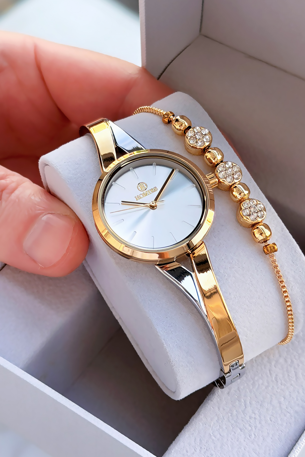 Premium Elegant Model Women Wrist Watch with Steel Strap Japanese Movement Gift Custom Box HMBY2065C1