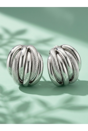 ZERA STEEL JEWELRY Gri Midye Şık Küpe
