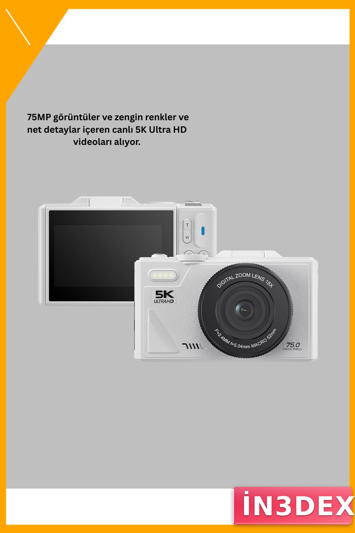 5K UHD Dijital Kamera WiFi Otofokus 18x Zoom Taşınabilir
