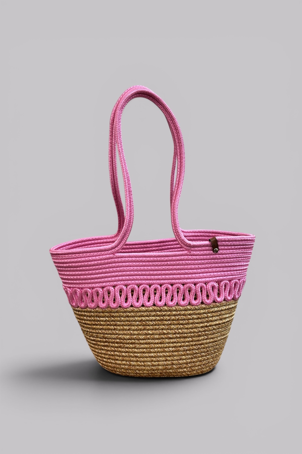 Wicker Jute Women's Shoulder Bag, 100% Handmade, Cotton, Vegan, Jute Wicker Beach Bag