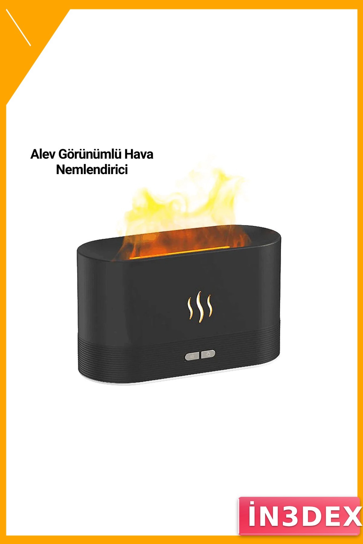 Alev Görünümlü Kumandalı LED Buhar Nemlendirici Difüzör Siyah