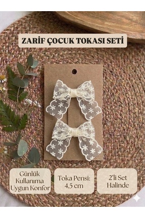 Vintage Tasarım Atölye İşlemeli Dantel Fiyonk Çocuk Tokası