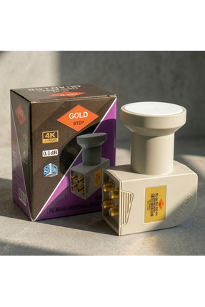 Gold Step Dört Çıkışlı (Quad) Uydu LNB'si - 4K Ultra HD - 0.1dB - Yüksek Sinyal