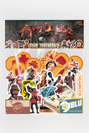 Baprile Team Fortress 2 TF2 33 Parça Kaliteli Laptop Telefon Termos Etiket Seti