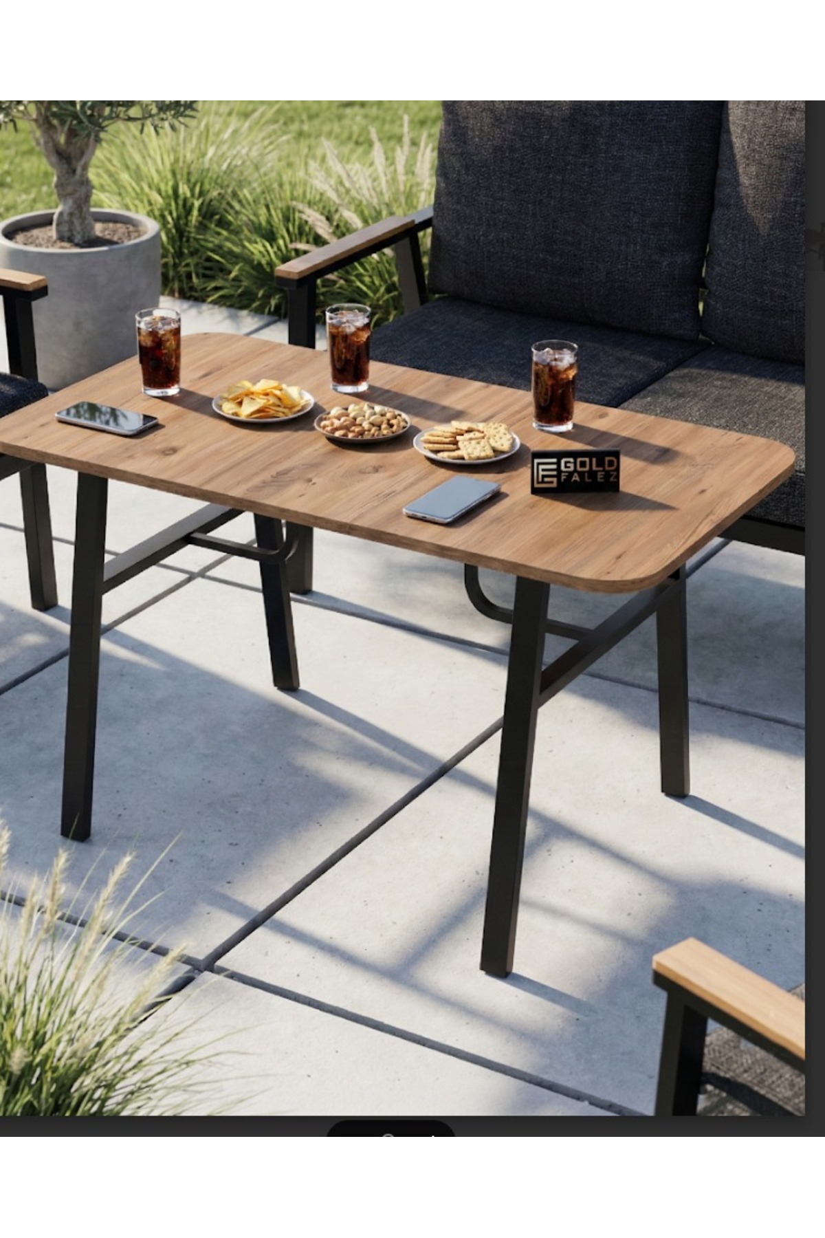 Bahçe Masası Ahşap Balkon Teras Cafe Masa Modern Dış Mekan Masa 9832 Atlantik Çam (Sadece Masa) görsel 3