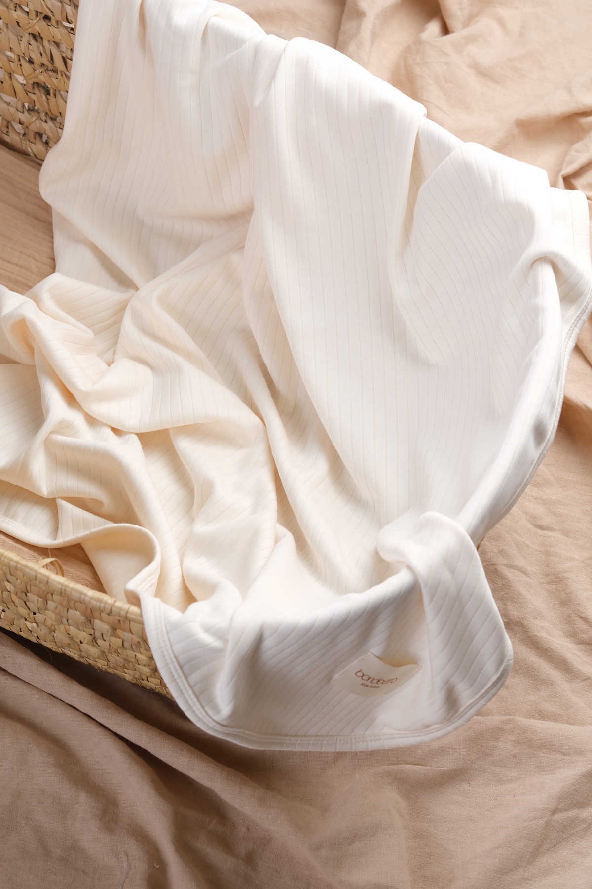 Double Sided Reported Interlock Blanket 100% Cotton Oeko-tex Certified 100 X 85 Cm ( Cream )