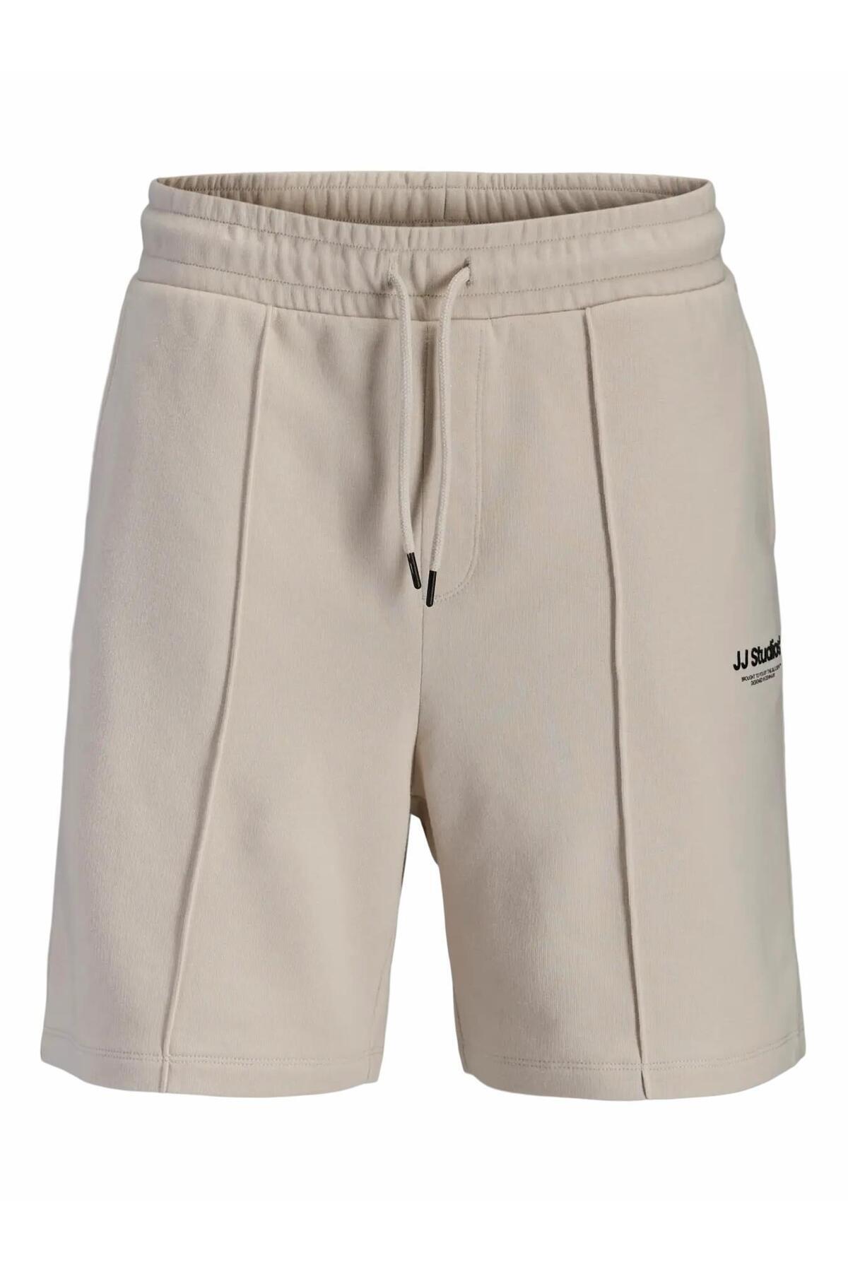 شلوارک مردانه بژ Jpstkane Soho Sweat Shorts Mid-Sn 12288620-Moonbeam جک اند جونز شلوارک برمودا Jack & Jones
