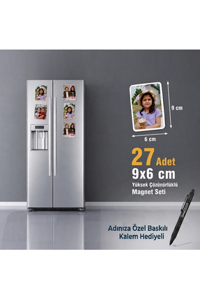 CraftNeova Kişiye Özel Fotoğraflı Magnet Seti - 27 Adet 9x6 cm - PVC Kaplı Su...