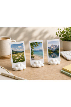 MSVstudio3d Bulut temalı fotoğraf tutucu 3’lüSet | Dekoratif Polaroid Stand &...
