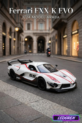 L'eDoren Beyaz Renkli Ferrari FXX-K 1/24 Diecast Koleksiyon Maket Model Araba
