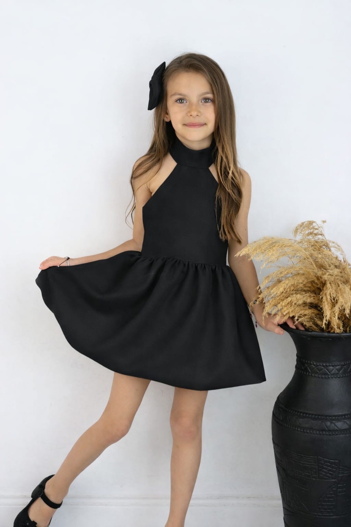 nadirkids KIZ ÇOCUK BALON ETEKLİ ARKASI FİYONKLU ELBİSE