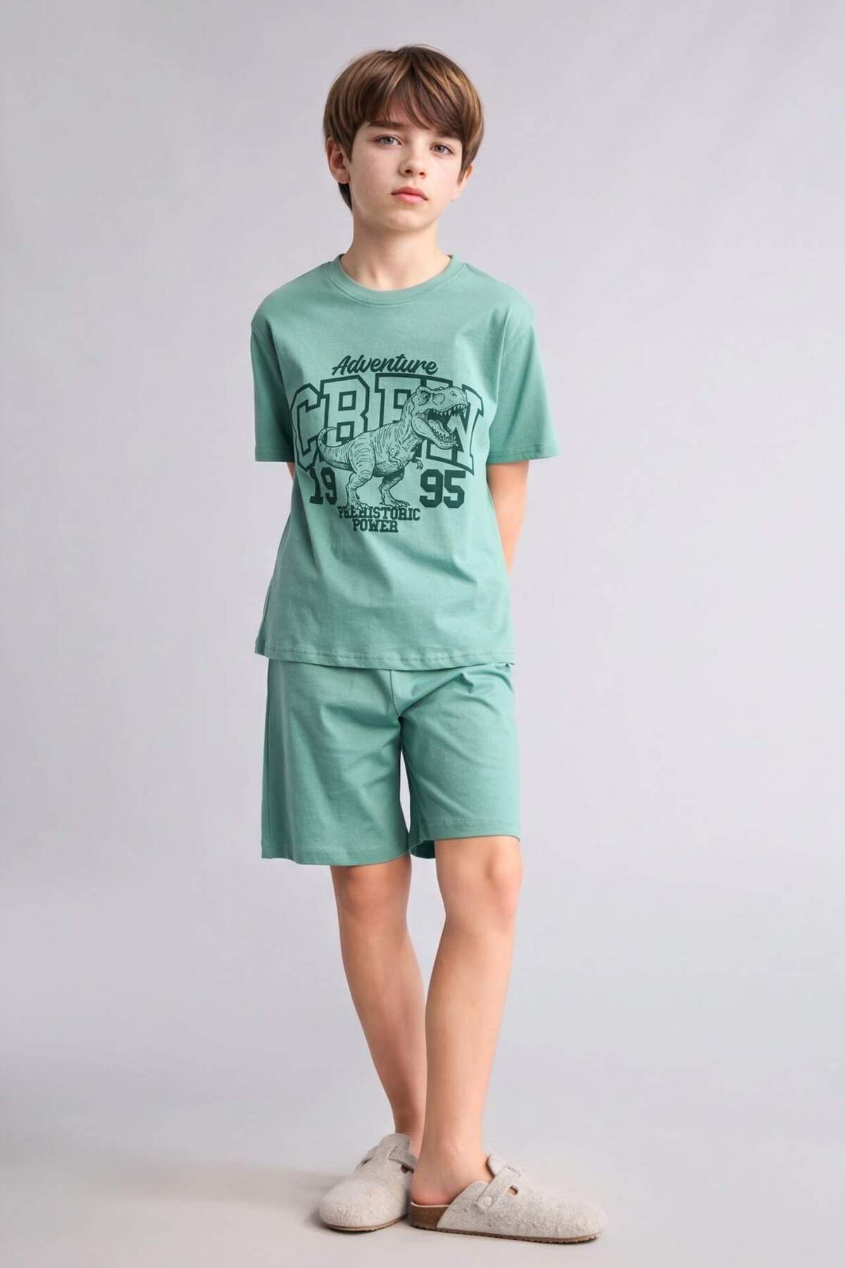 Defacto 100% Cotton Regular Fit Printed 2-Piece Pajama Set for Boys G8829A826Hs