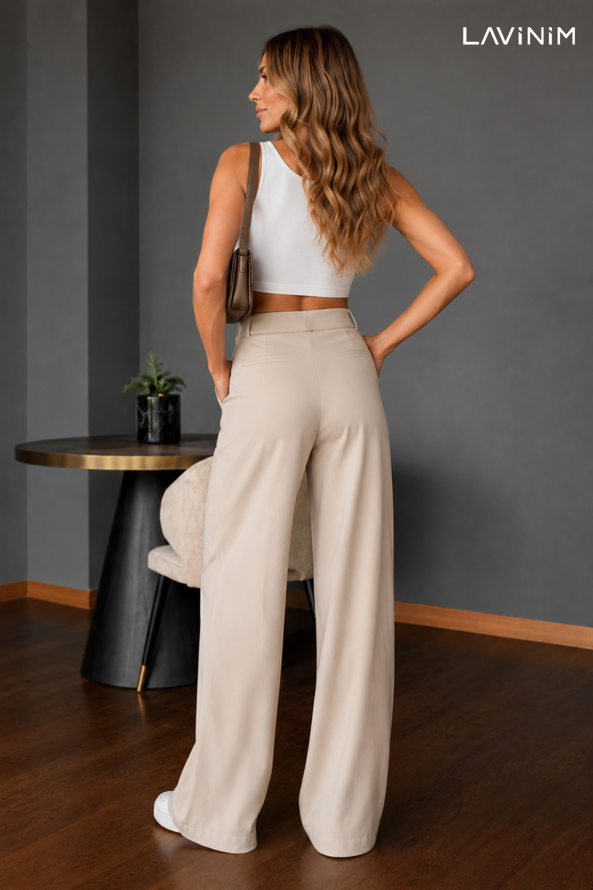 LAVİNİM  Kadın Palazzo Pantolon Oversize Kesim - Görsel 4