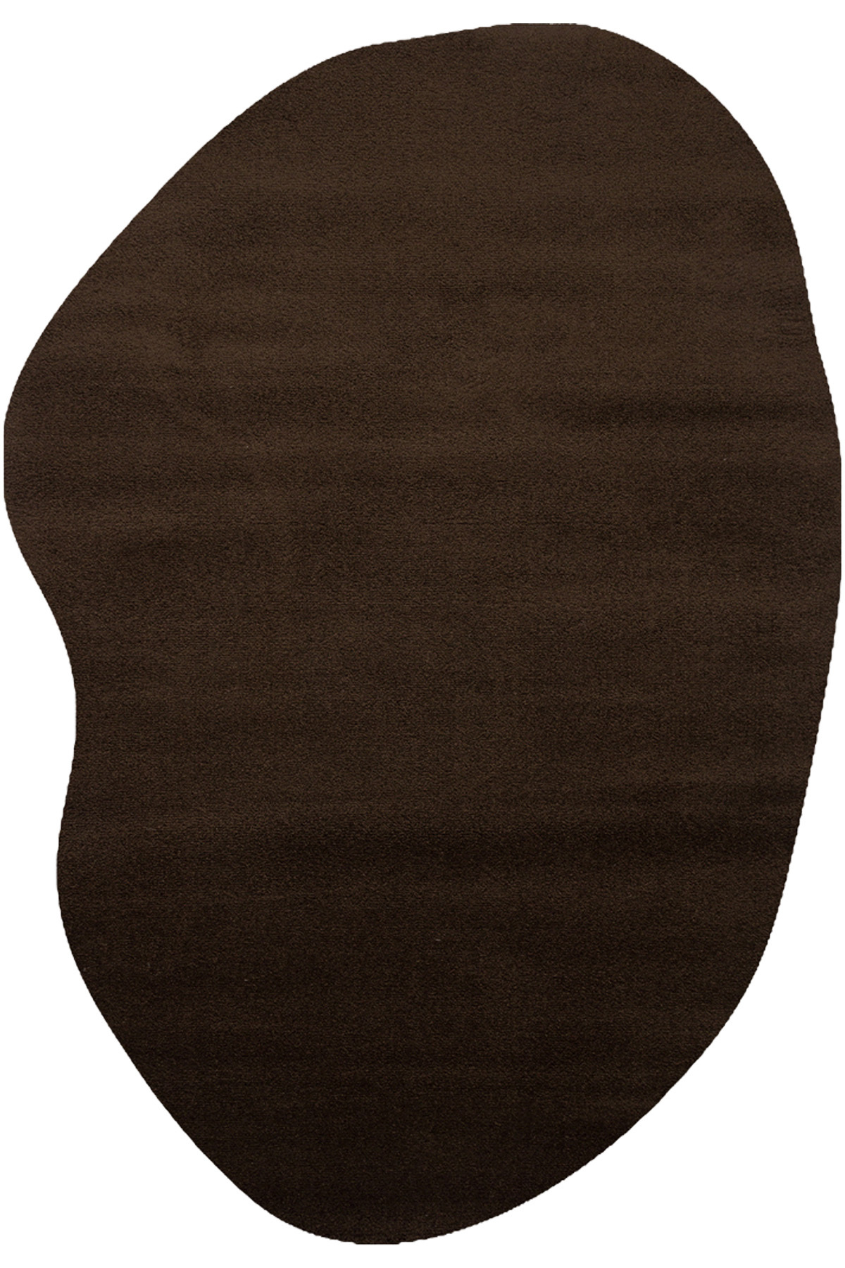 Puffy Dark Brown Thick Oval Rug Amorphous Plain Shaggy Decorative Soft Asymmetrical Entrance Entryway Rug
