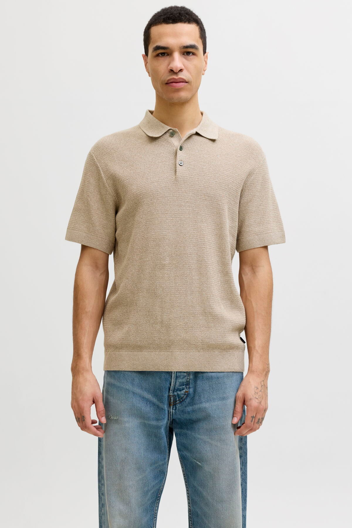 تی‌شرت یقه‌دار بافتنی مردانه مدل Regular Fit - کوپر جک اند جونز پولوشرت Jack & Jones