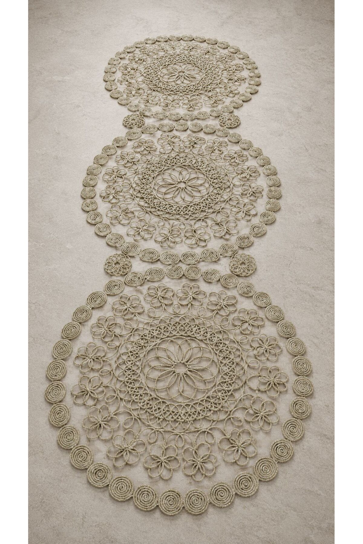 Runner on Table, Tablecloth Runner French Lace Detailed Runner 110 x 37 cm One Piece