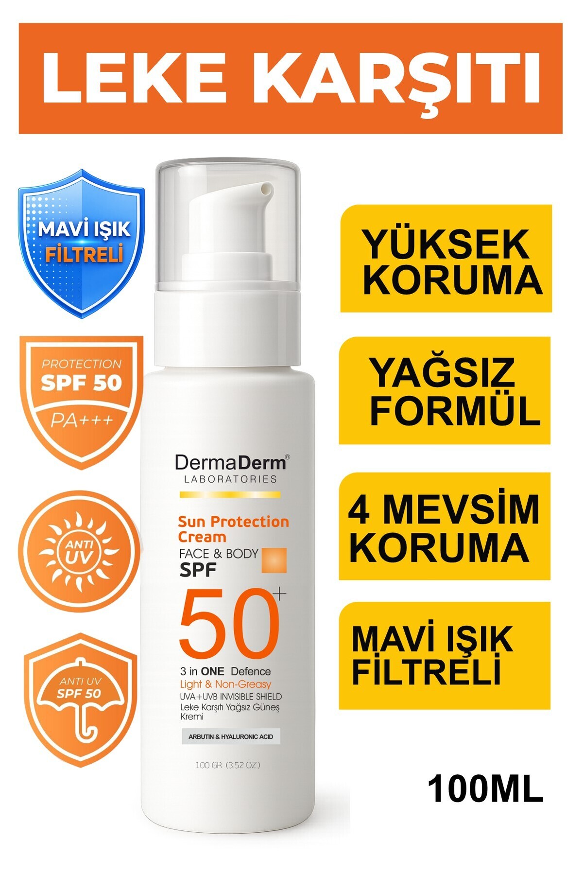 Dermaderm Yüz Güneş Kremi 100ml. ve Leke Karşıtı Serum 50ml. — H1343 — تصویر 5 از 8