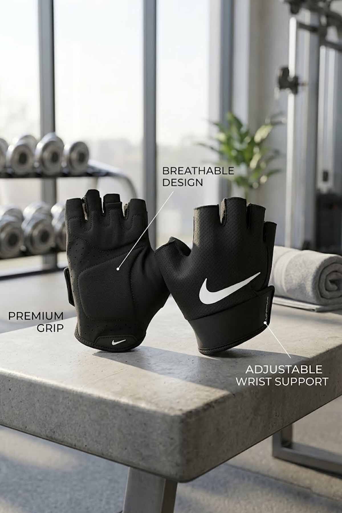 Nike Premium Ağırlık ve Fitness Eldiveni - Ayarlanabilir Bilek Destekli Spor Eldiveni