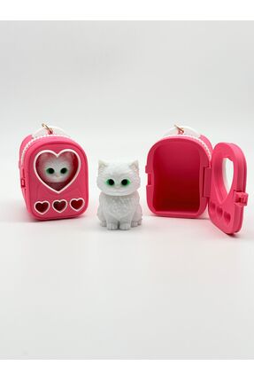 TrendTopic Çantalı Kedi Anahtarlık ve Çanta charmı Pembe 3D Tasarım