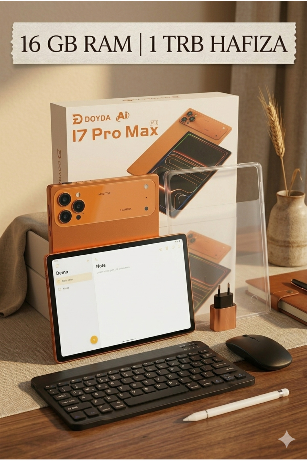 DOYDA I7 Pro Max 5G Tablet 16GB RAM 1TB Hafıza Klavyeli Kılıf