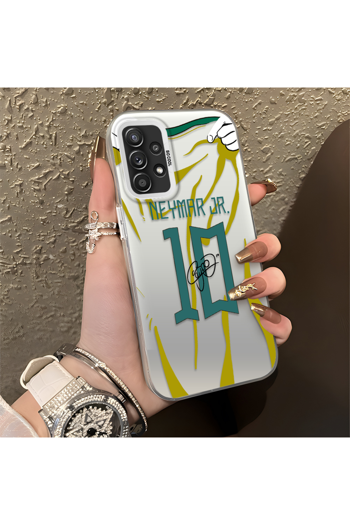 Samsung Galaxy A52S 5G Compatible Silicone Edge Hard Back Case Couple Phone Case with Neymar Pattern