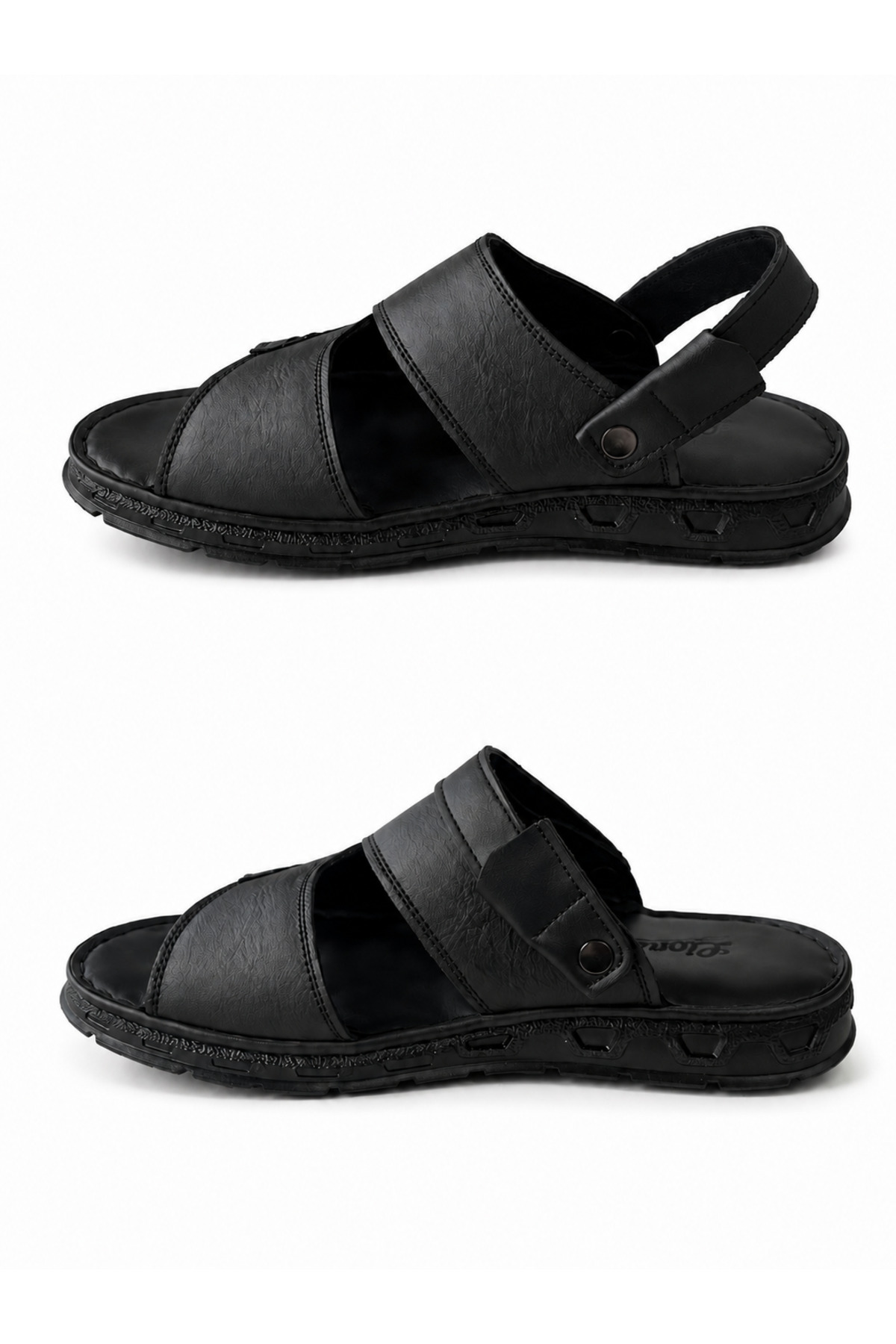 Cooka Shoes Erkek Siyah Hakiki Deri Sandalet Terlik – İç Dış %100 Deri, Konforlu ve Şık Günlük Kullanım