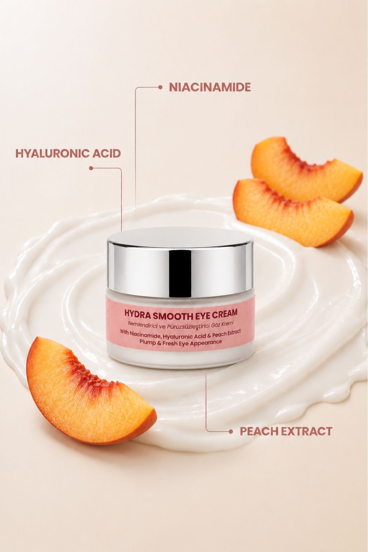 Hydra Smooth Eye Cream Göz Çevresi Kremi (Niacinamide + Hyaluronic Acid) Nemlendirici Göz Bakımı 20 ml — görsel 3