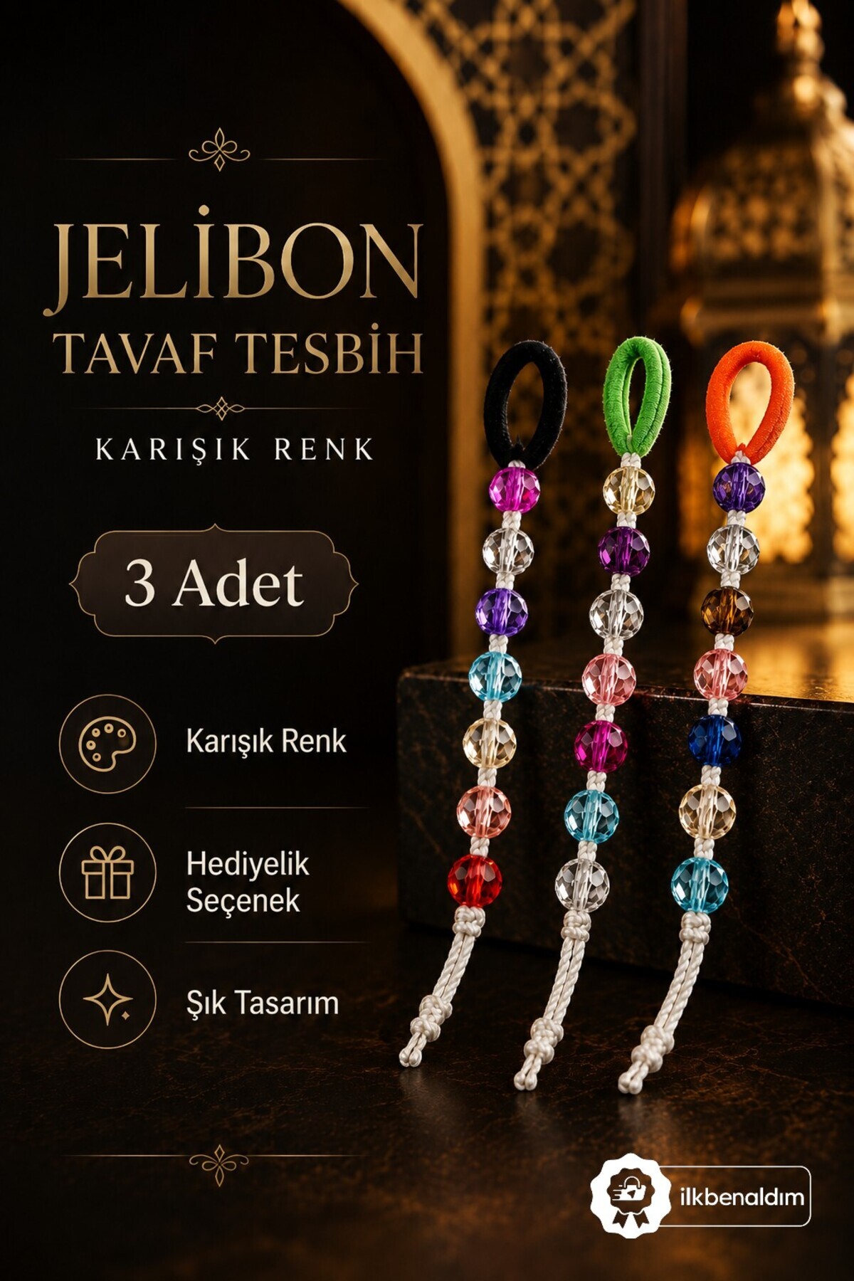 İlkbenaldim 3 Adet Tavaf Tesbihi Jelibon Model Karışık Renk | Hac
