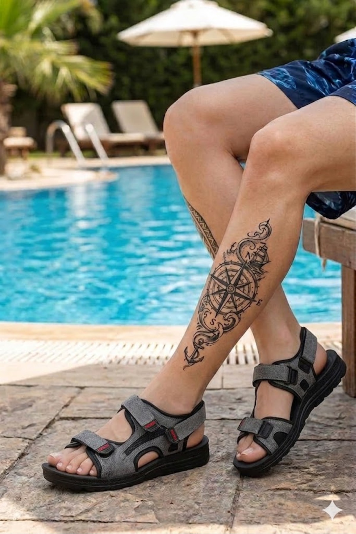 Behtah Kundura Erkek Ultra Hafif Esnek Tabanlı Günlük Confort Ayarlanabilir Cırtlı Rahat Sandalet