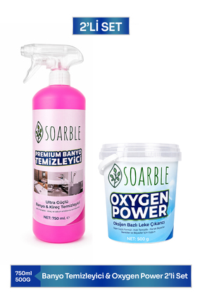 SOARBLE Premium Banyo Temizleyici 750 ml + Oxygen Power 500 gr Oksijen Bazlı ...