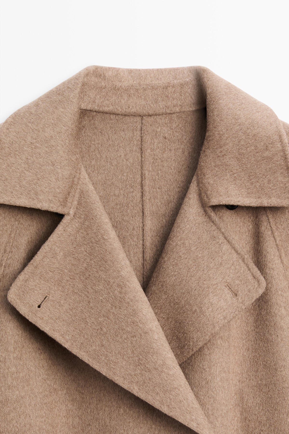 Massimo Dutti Yün karışımlı uzun trençkot görsel 6