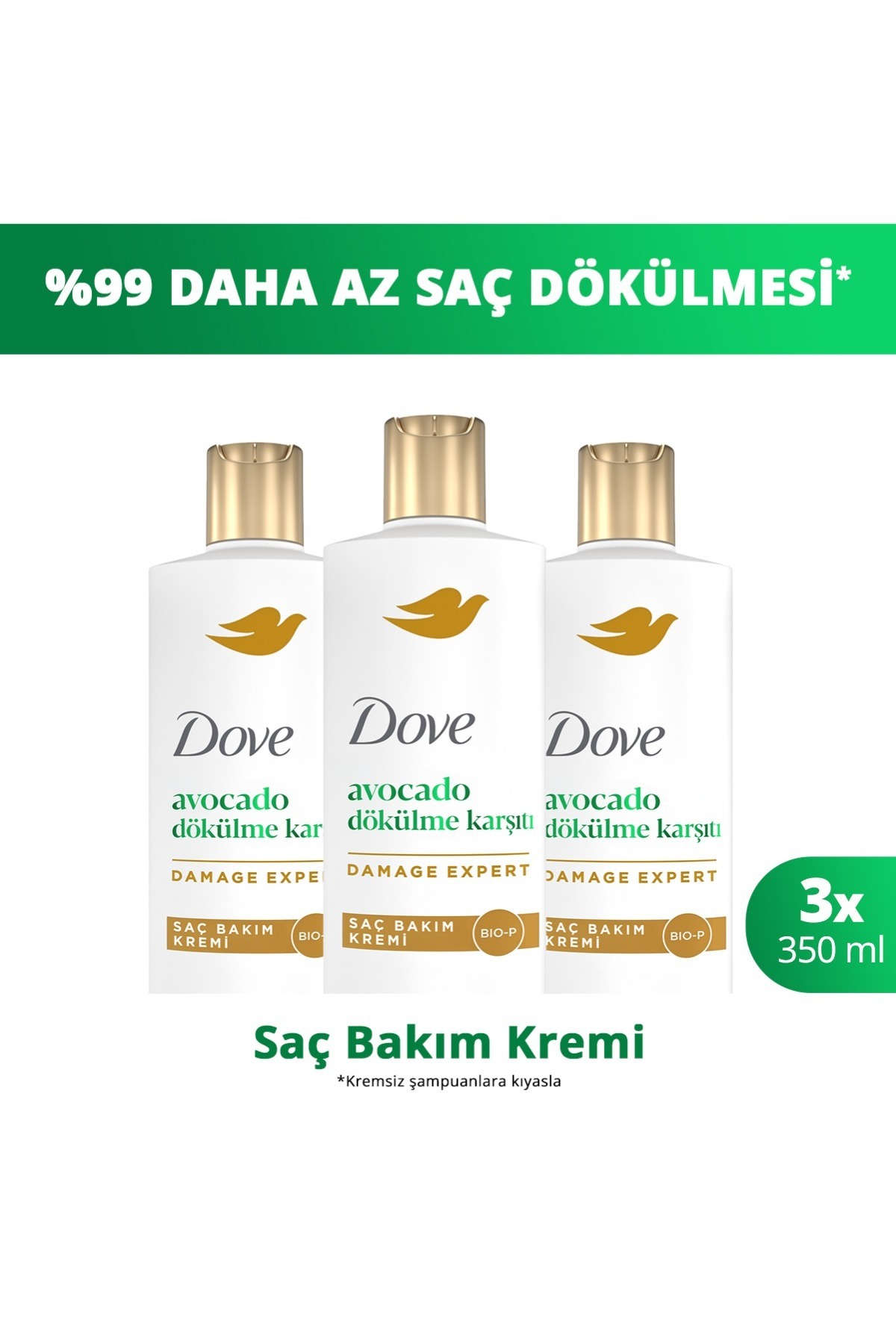 Dove Saç Bakım Kremi Avocado Dökülme Karşıtı 350 ml x3 — SET.UNİ.11285