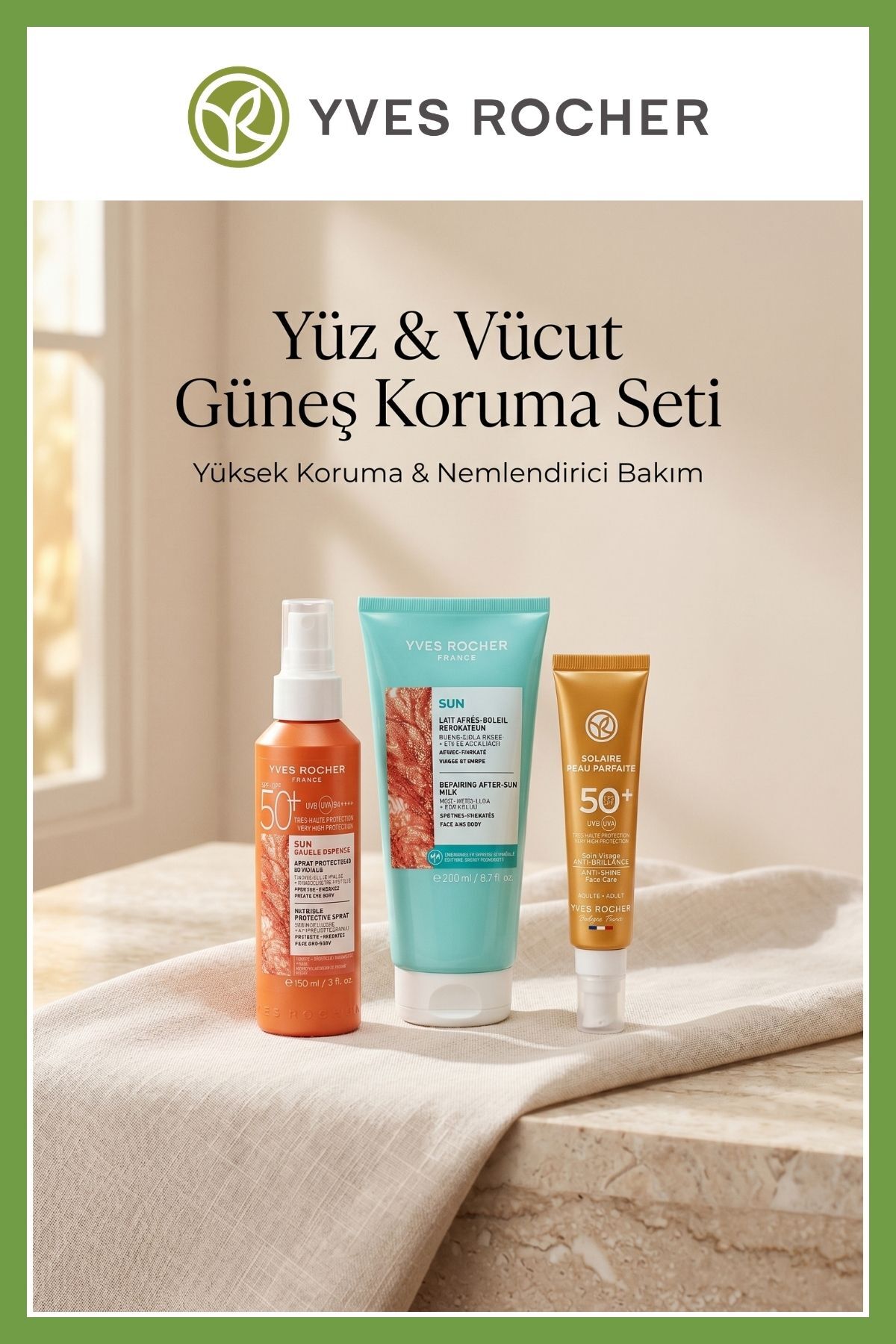 SPF 50+ Güneş Koruma Seti Yağlı Ciltler İçin Parlama Karşıtı Yüz Güneş Kremi Güneş Sonrası Nemlendirici 3'lü Bakım Seti — SET-SPF50-OILCONTROL-390 — تصویر 6 از 6