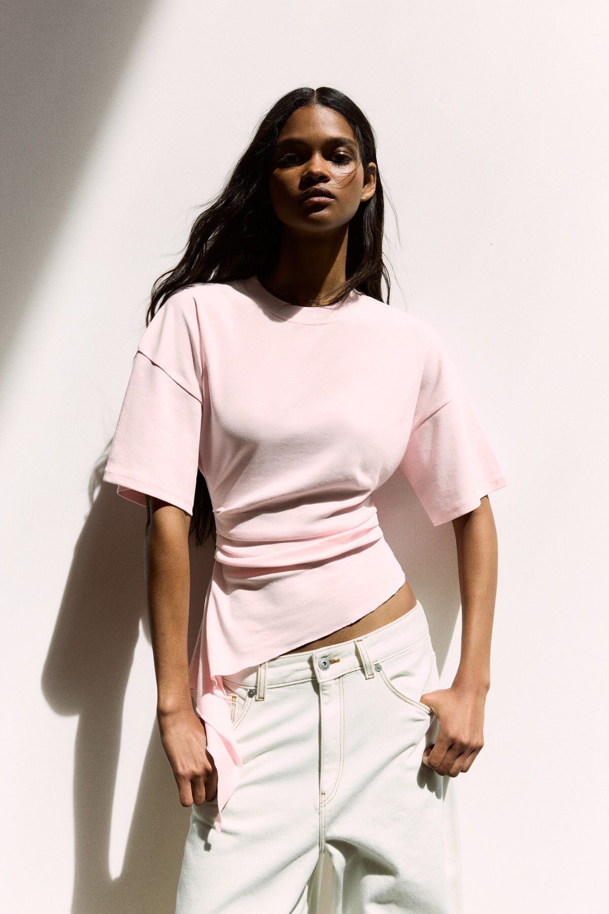 Ruched short-sleeved T-shirt