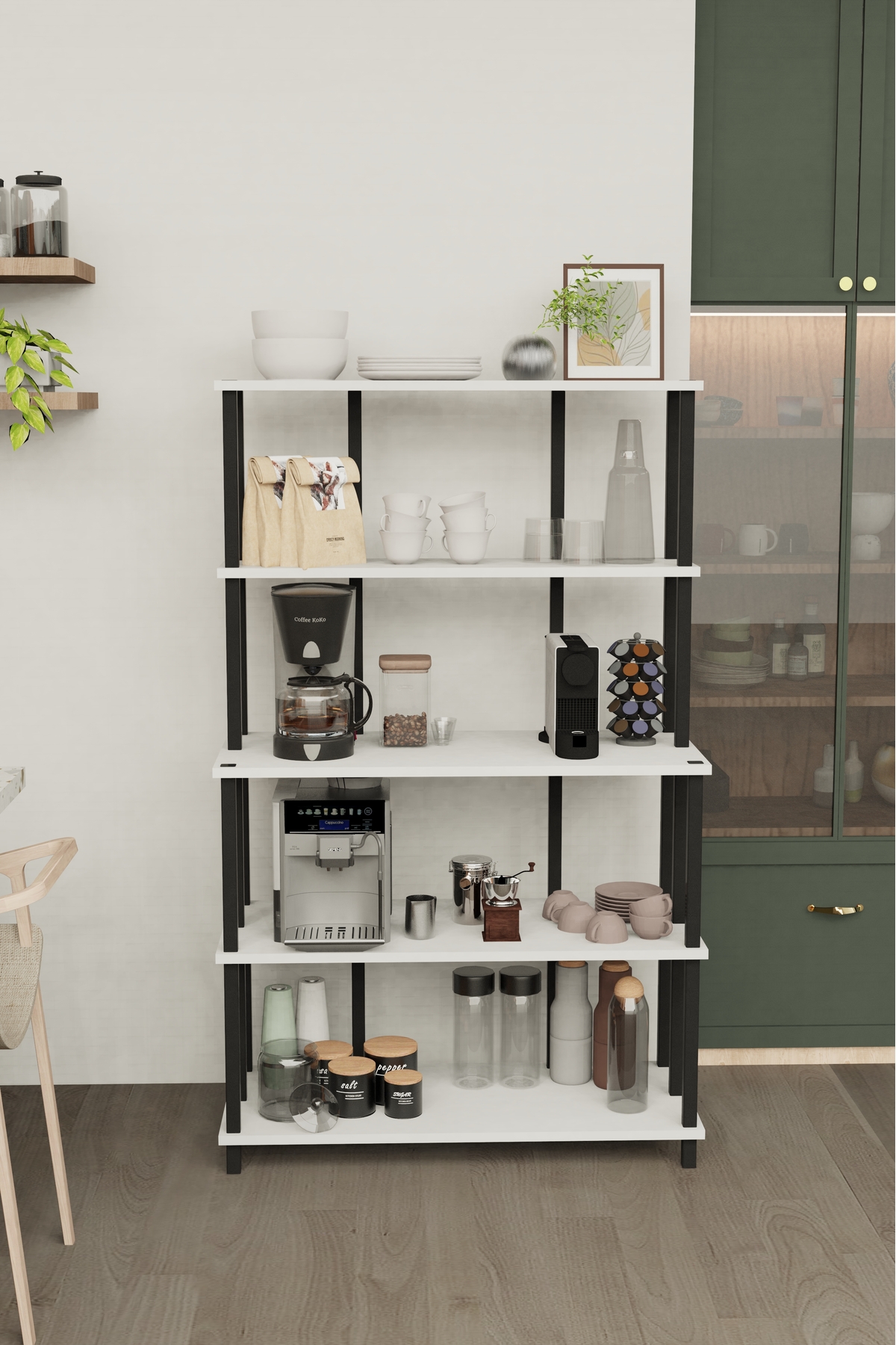 Remaks Barista Kahve Köşesi Dolabı | Çok Raflı Kahve Dolabı | Çok