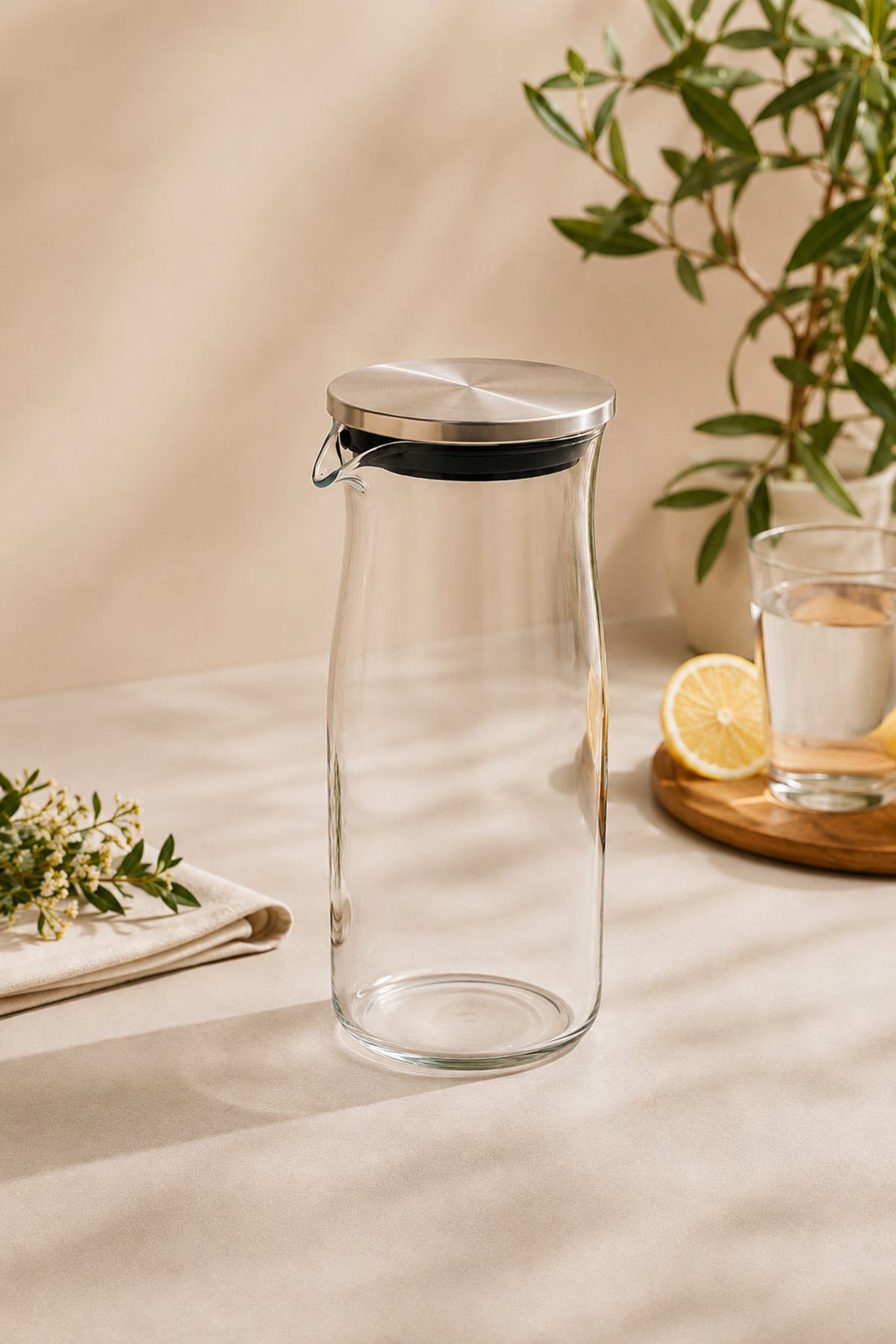 Glass Head End Jug with Metal Lid 780 ML
