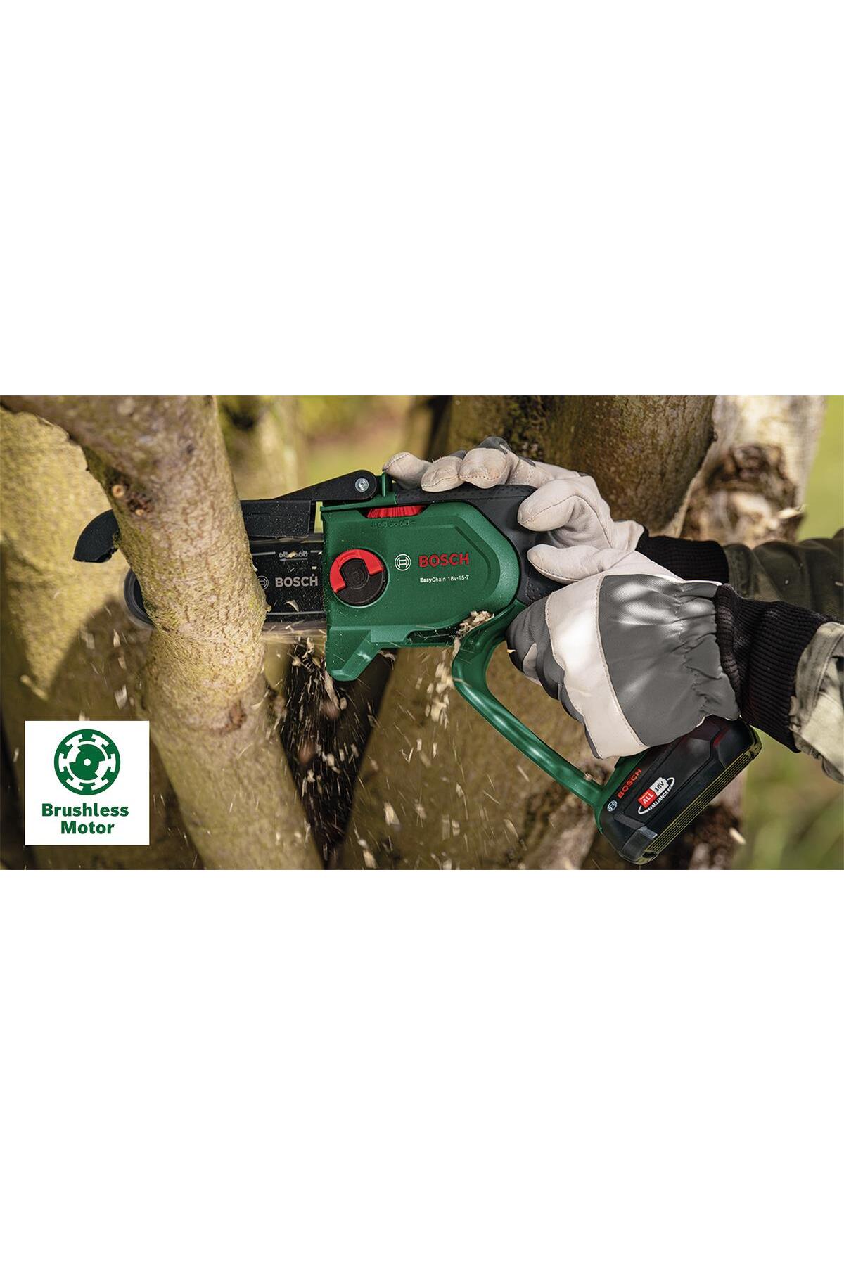 Bosch Easychain 18V-15-7 Şarjlı Zincirli Budama Makinası Solo