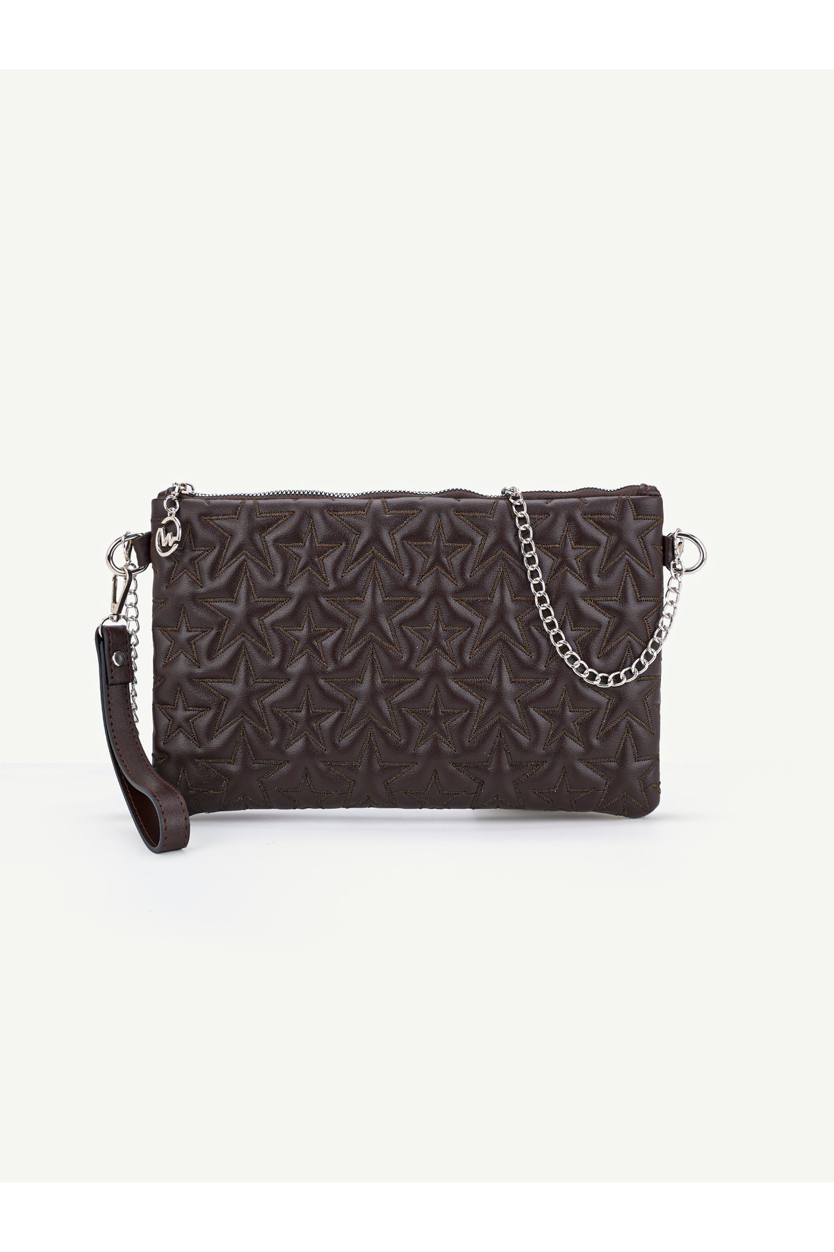 Kadın Yıldız Nakış İşlemeli Portföy El Çantası Bilek Askılı Saten Astarlı Clutch Çanta