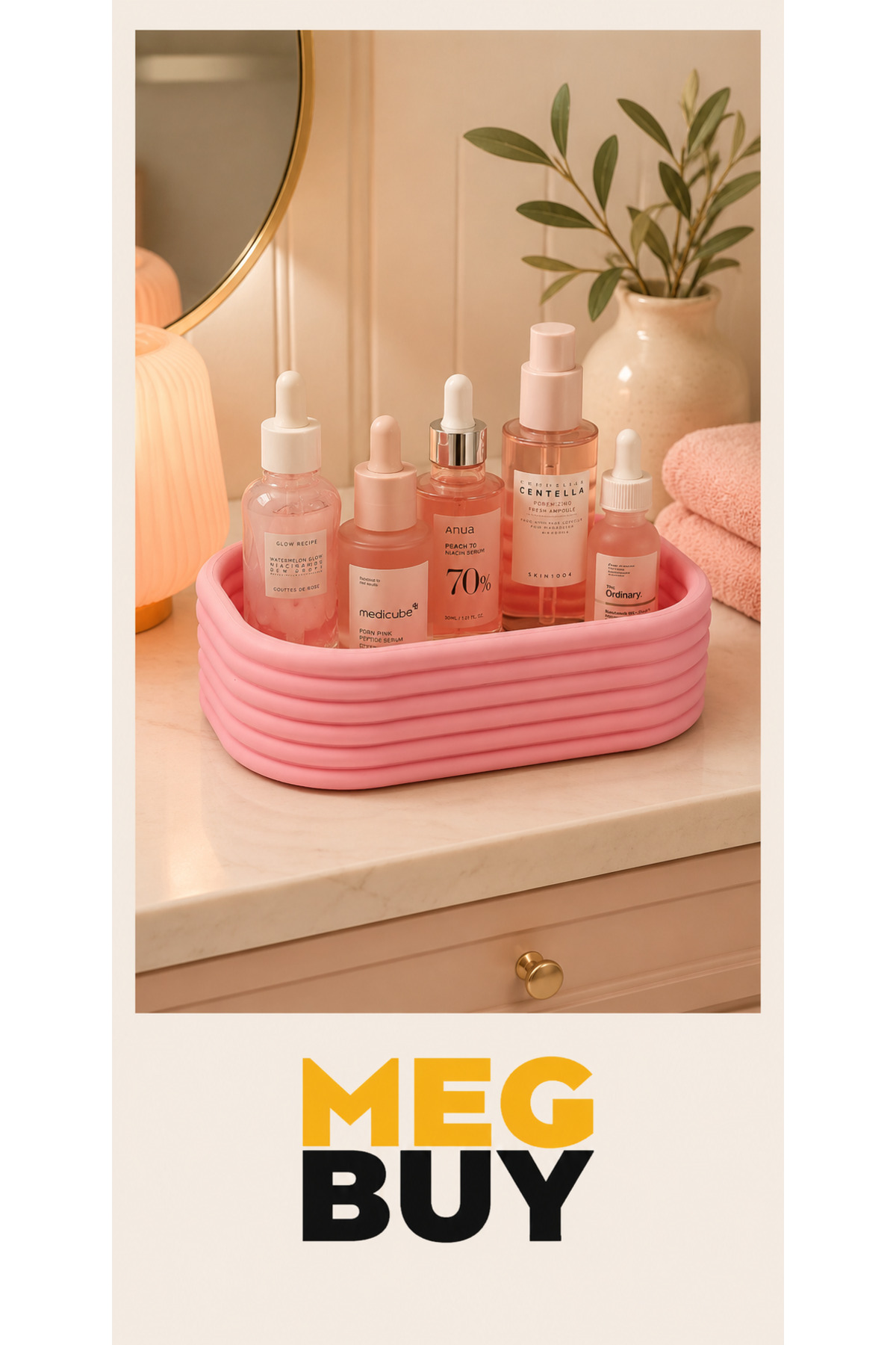 MEGBUY Kozmetik Organizer Tepsi | Serum, Krem ve Cilt Bakım