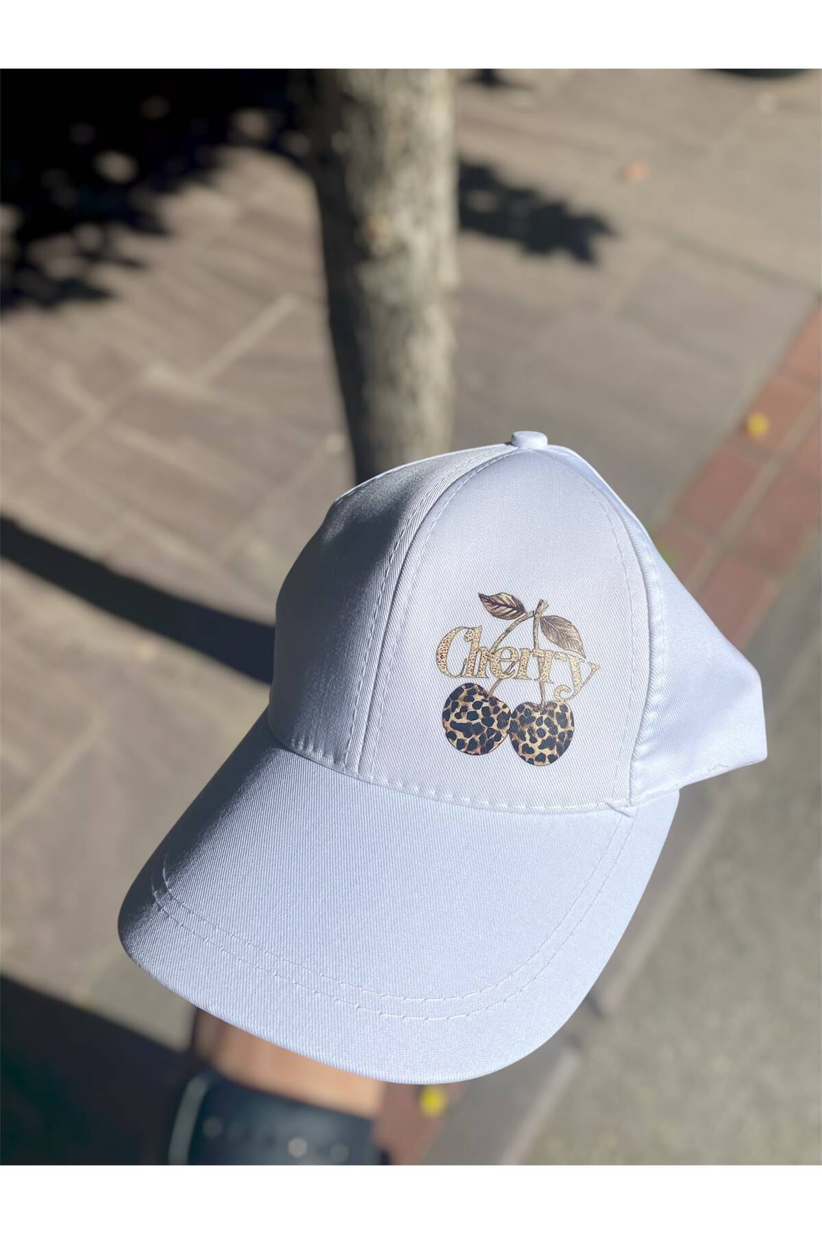 sf collection Cherry Baskılı Kadın Spor Şapka - Ayarlanabilir Pamuklu Cap görsel 4