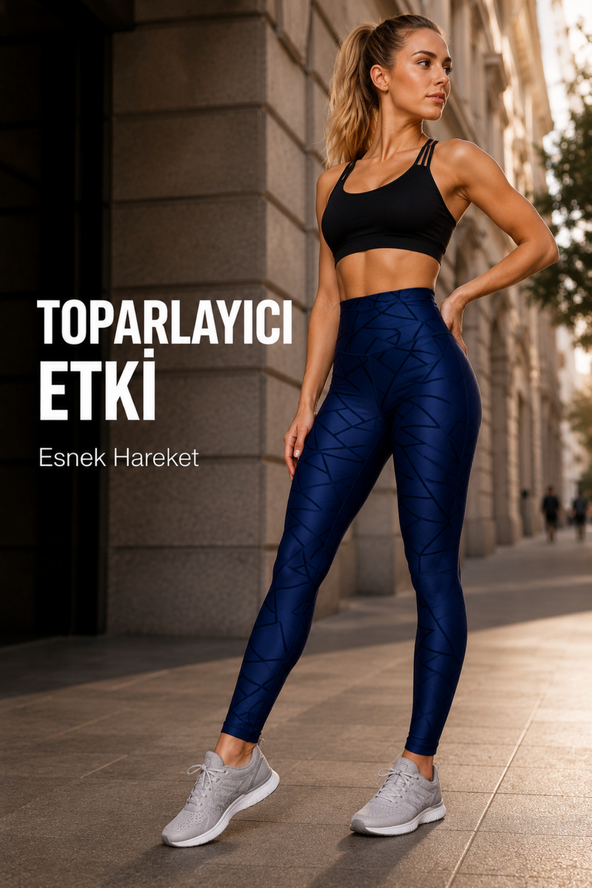 Oxyteez Tayt Kadın Dalgıç Likra, Lacivert 3 Farklı Desenli Yüksek Bel Push-Up Cepli Toparlayıcı Spor Taytı görsel 5