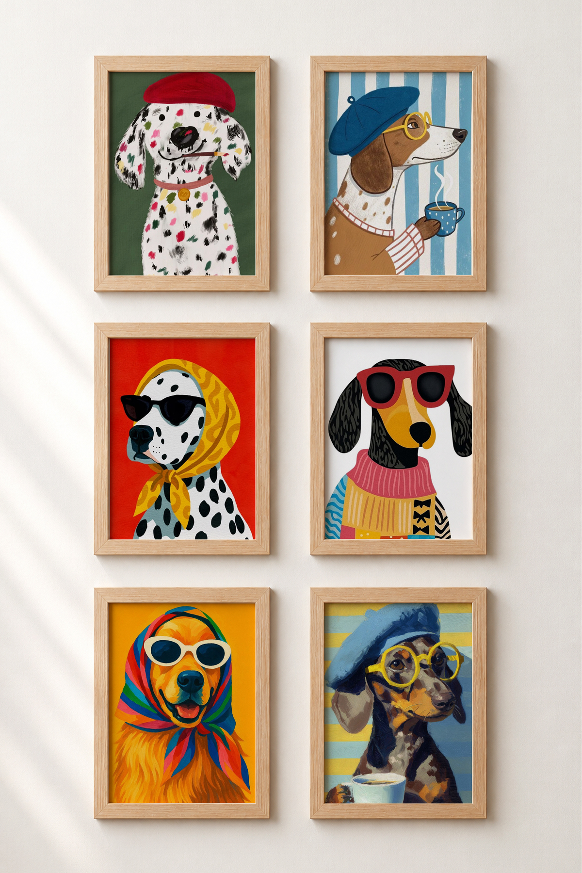 6 Pieces Wooden Framed Painting Framed Poster Artistic Modern Wall Decor (SIX06)