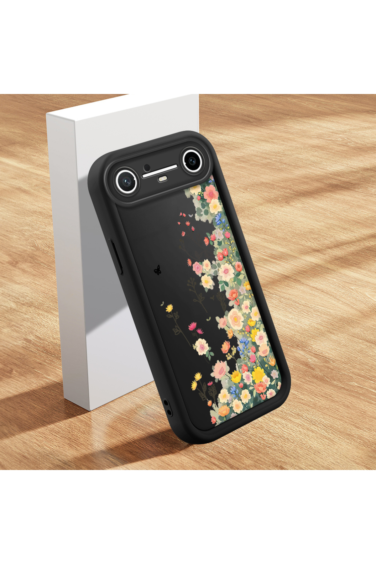 Tecno Spark Slim 5G Compatible Black floral Pattern camera protective case Silicone Couple Phone Case