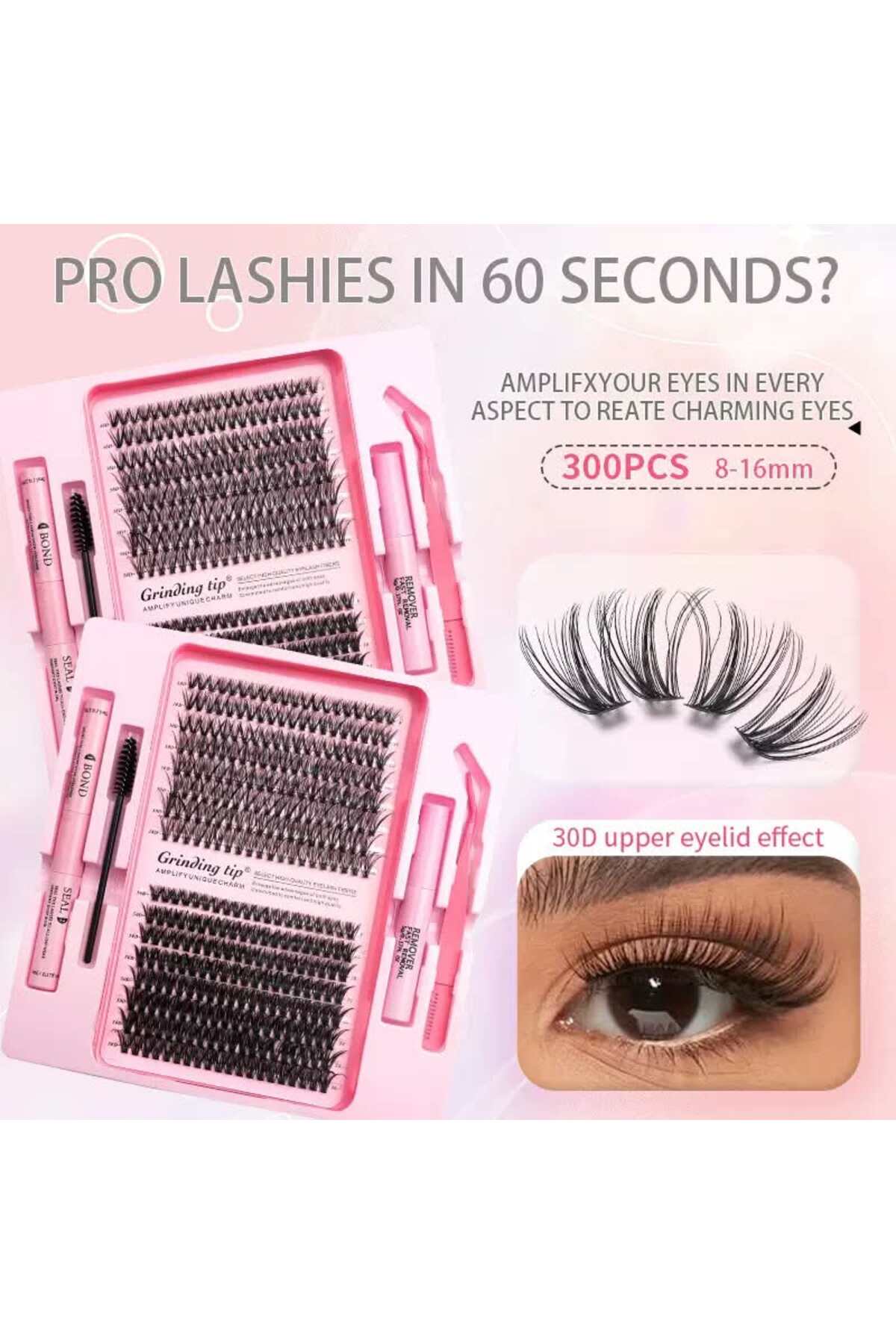 Glamura Lashes Μέγα Κιτ Επεκτάσεις Βλεφαρίδων σε Τούφες 300 Τεμάχια, Πυκνότητ...