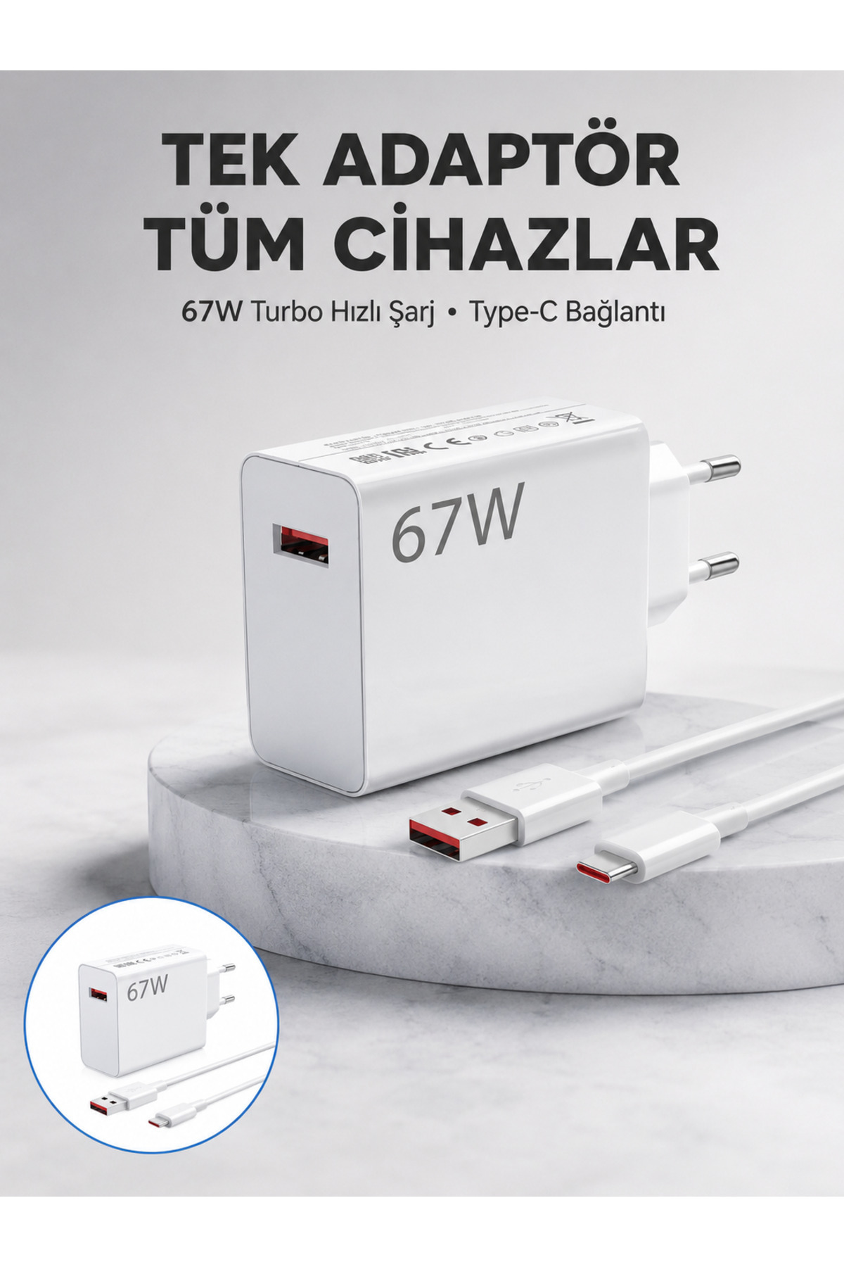 markentegra 67 Watt Güvenli Hızlı Şarj Adaptörü Samsung M31 M33 M51 Uyumlu Yeni Nesil