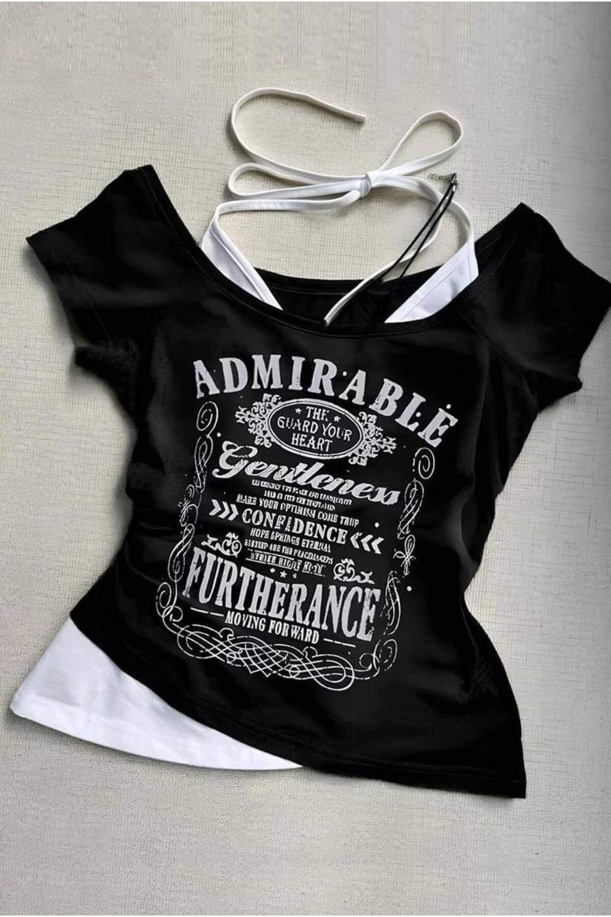 Black Admirable Madonna Collar Snap Strap Gothic Y2K Short Sleeve Full Body