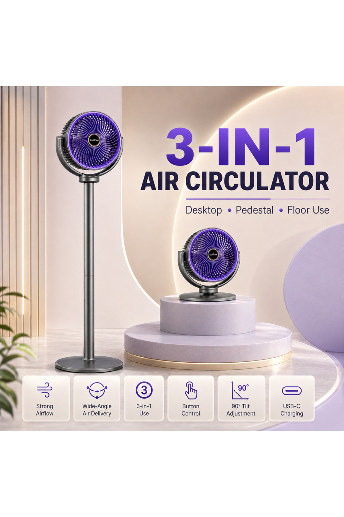 مروحة تدوير هواء حديثة 3 في 1 طراز JKJ-108-zise بـ...