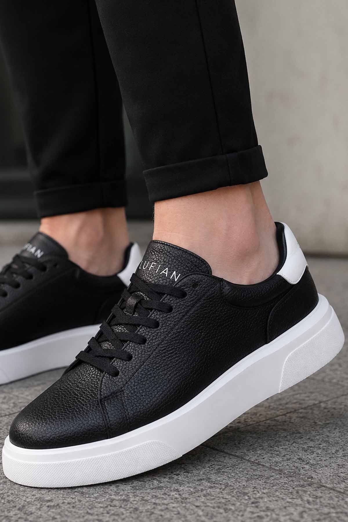 Lufian Erkek Sneaker Siyah Hakiki Deri Günlük Ayakkabı Rahat Yürüyüş Casual