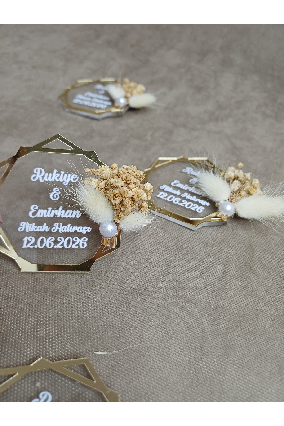   2011年 記念プレート TWİN COLLECTION Kişiye Özel Pleksi Nikah Magneti – Gold Çerçeveli
