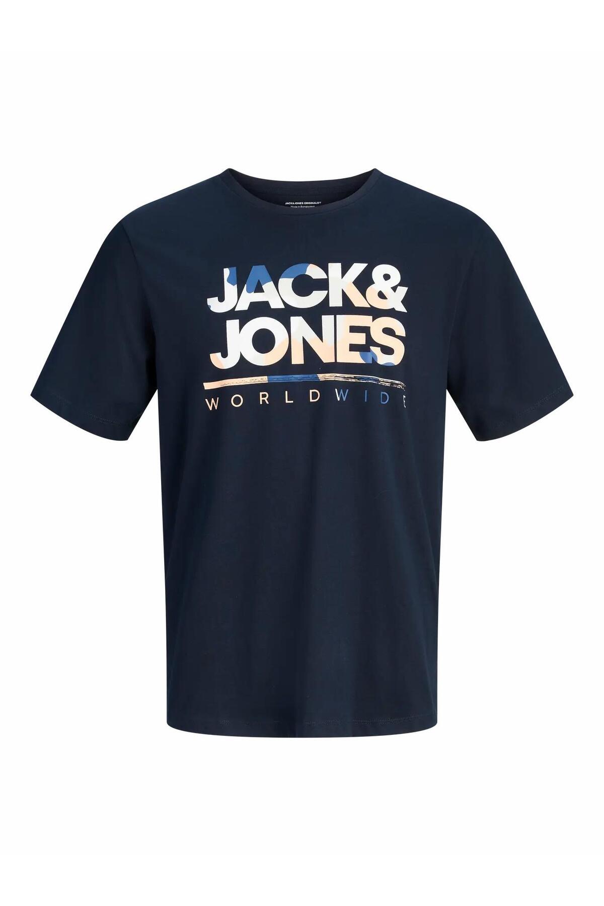 تی‌شرت مردانه سرمه‌ای Jorluke مدل SS Crew Neck Inss26 جک اند جونز تی شرت Jack & Jones